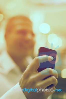 Man With Smartphone In Hand Stock Photo