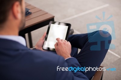 Man With Tablet Stock Photo