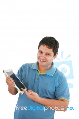 Man With Tablet Pc Stock Photo