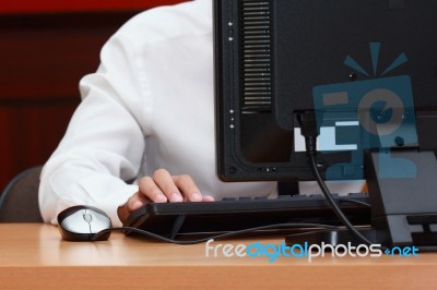 Man Working In Computer Stock Photo