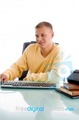 Man Working On  Desk Stock Photo