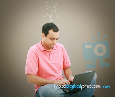 Man Working On Laptop Stock Image