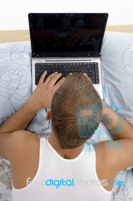 Man Working On Laptop Stock Photo