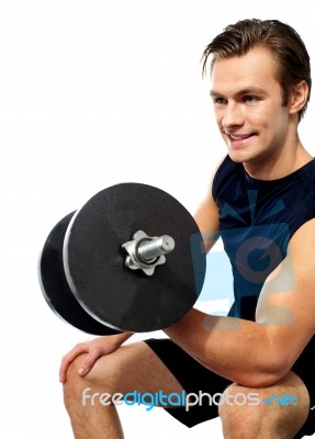 Man Working Out With Dumbbells Stock Photo