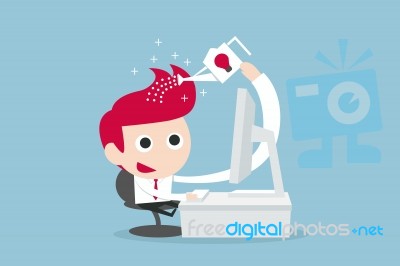 Man Working With Idea Stock Image