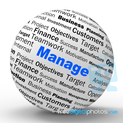 Manage Sphere Definition Means Business Administration Or Develo… Stock Image