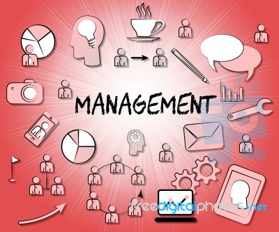 Management Icons Shows Authority Symbol And Head Stock Image