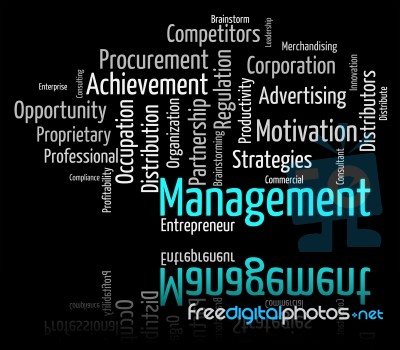 Management Word Indicates Directors Wordcloud And Administration… Stock Image