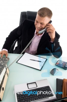 Manager Busy On Phone Stock Photo