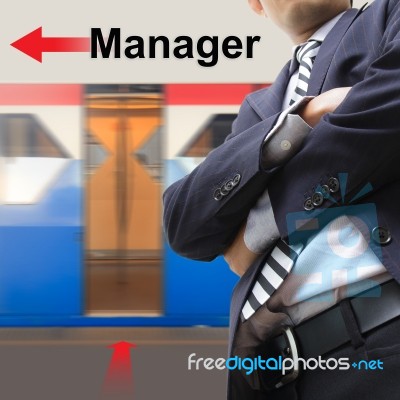 Manager On The Sky Train Station Stock Photo