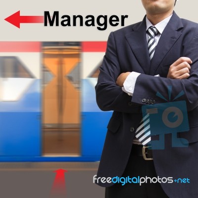 Manager On The Sky Train Station Stock Photo