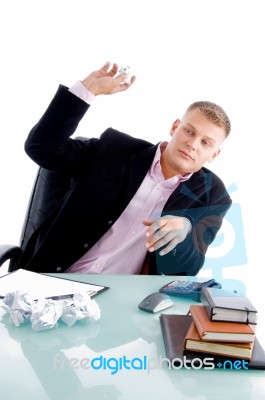 Manager Throwing Paper Stock Photo