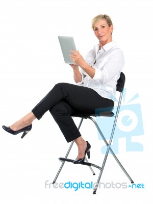 Manager Woman Working With Ipad Stock Photo