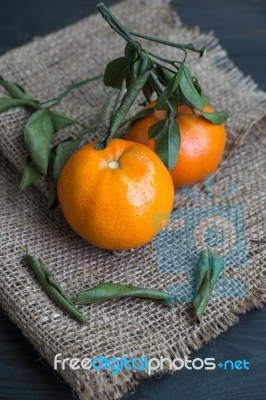 Mandarin Orange With Scent On Hemp Stock Photo