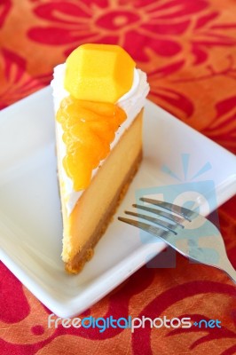 Mango Cheesecake Stock Photo