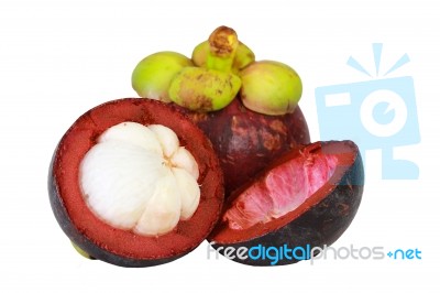 Mangosteen Fruit On White Background Stock Photo