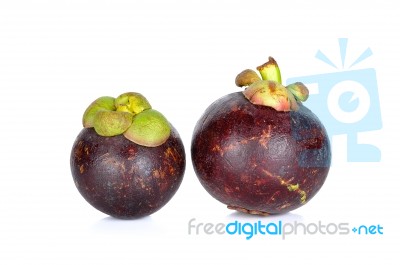 Mangosteen Isolated On The White Background Stock Photo