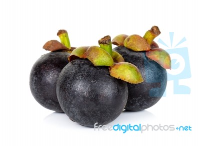 Mangosteen Isolated On White Background Stock Photo