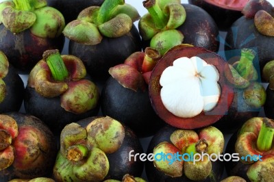 Mangosteen Opened On Many Close Stock Photo