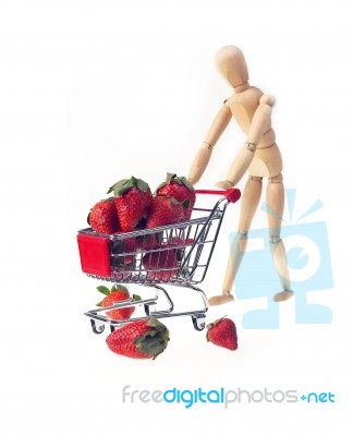 Mannequin Carriyng Strawberries Stock Photo