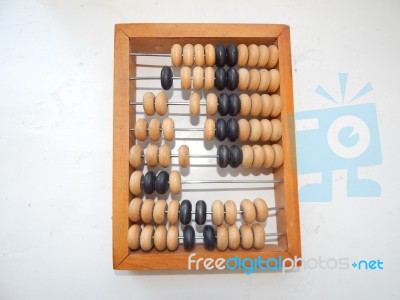 Manual Mechanical Abacus For Accounting And Financial Calculations Stock Photo