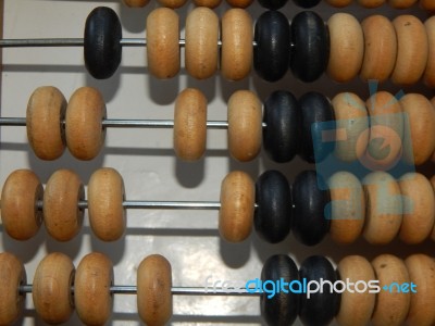 Manual Mechanical Abacus For Accounting And Financial Calculations Stock Photo