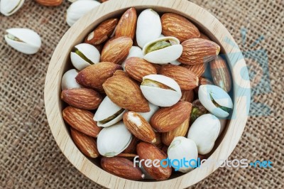 Many Almonds With Close Up Shots Stock Photo