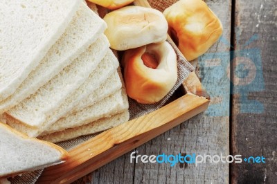 Many Breads On Tray Stock Photo