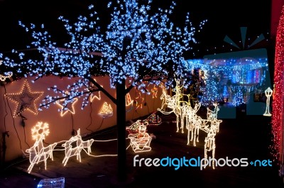 Many Christmas Light Ornaments Stock Photo