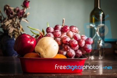 Many Fruits On The Table Stock Photo