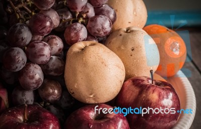 Many Fruits On Tray Stock Photo