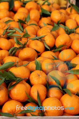 Many Oranges On The Streetmarket Stock Photo