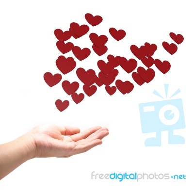 Many Red Hearts On Hand Stock Image