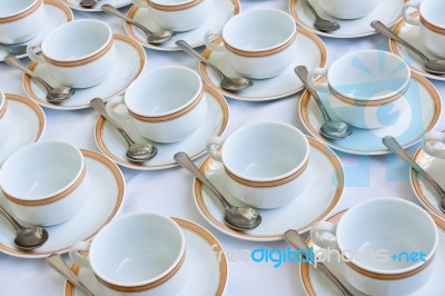 Many Rows Of Coffee Cup Stock Photo