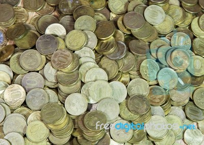 Many Russian Coins On The Floor Stock Photo