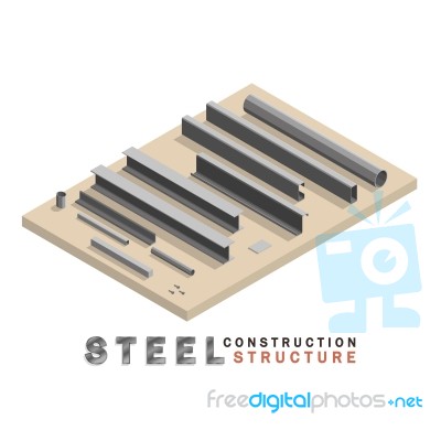 Many Shape Section Steel Isometric Stock Image