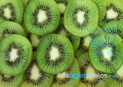 Many Slices Of Kiwi Fruit Stock Photo