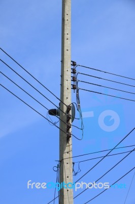 Many Using Electric Pole Confused Stock Photo