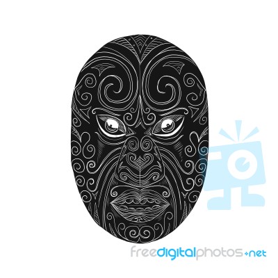 Maori Mask Scratchboard Stock Image