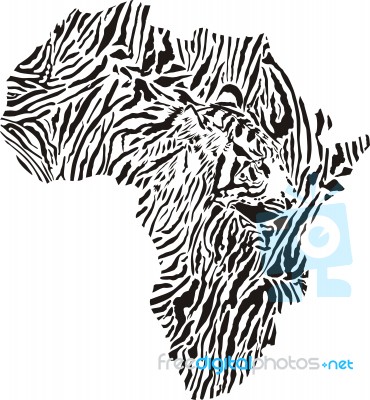 Map Of Africa In Camouflage Tiger Stock Image