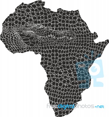 Map Of Africa In Crocodile Camouflage Stock Image