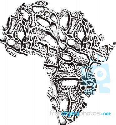 Map Of Africa With Pattern Background Clouded Leopard Stock Image