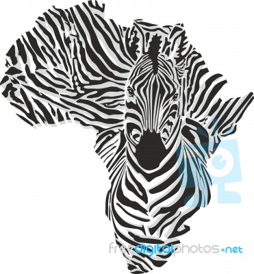 Map Of Africa With The Head Of Giraffe Stock Image