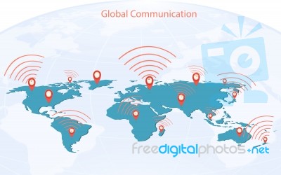 Map Pointer Mark On World Background Stock Image