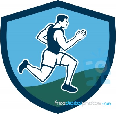 Marathon Runner Crest Retro Stock Image