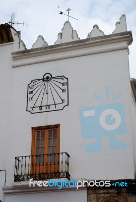 Marbella, Andalucia/spain - July 6 : Building With A Sundial In Stock Photo