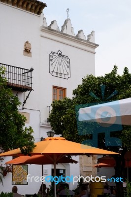 Marbella, Andalucia/spain - July 6 : Building With A Sundial In Stock Photo