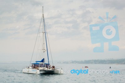 Marbella, Andalucia/spain - July 6 : Catamaran Entering The Harb… Stock Photo