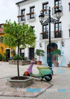 Marbella, Andalucia/spain - July 6 : Painted Scooter Parked In M… Stock Photo