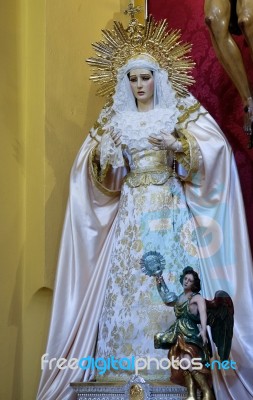 Marbella, Andalucia/spain - July 6 : Statue Of Madonna In The Ch… Stock Photo